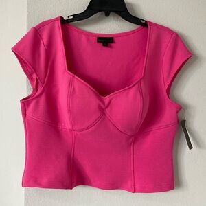 Bold Elements Sweatheart Neck Short Sleeve Blouse